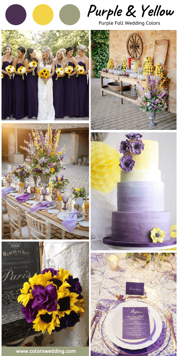 8 Perfect Purple Fall Wedding Color Palettes: Purple + Yellow